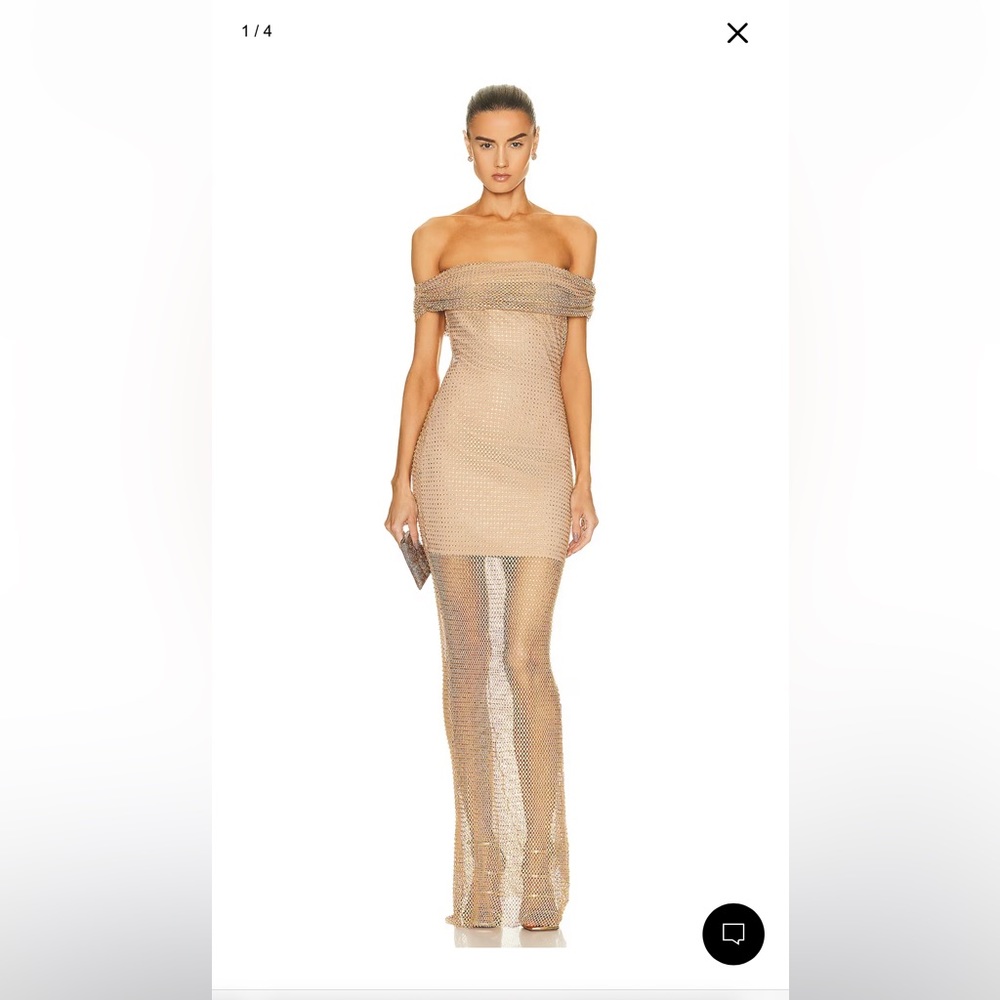 Self Portrait Hotfix Beaded Fishnet Gown Size 8